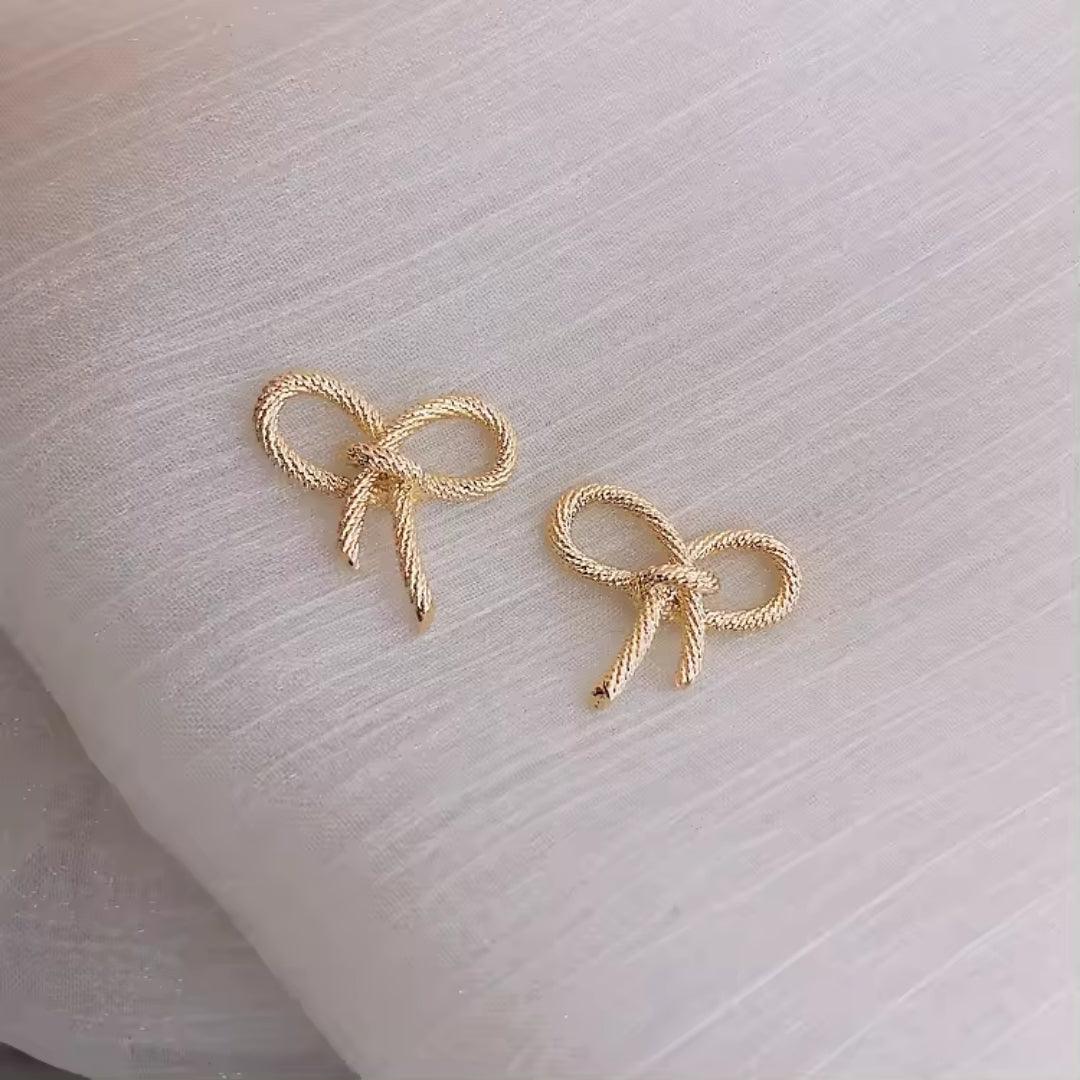 Gold Bow Knot Stud Earrings