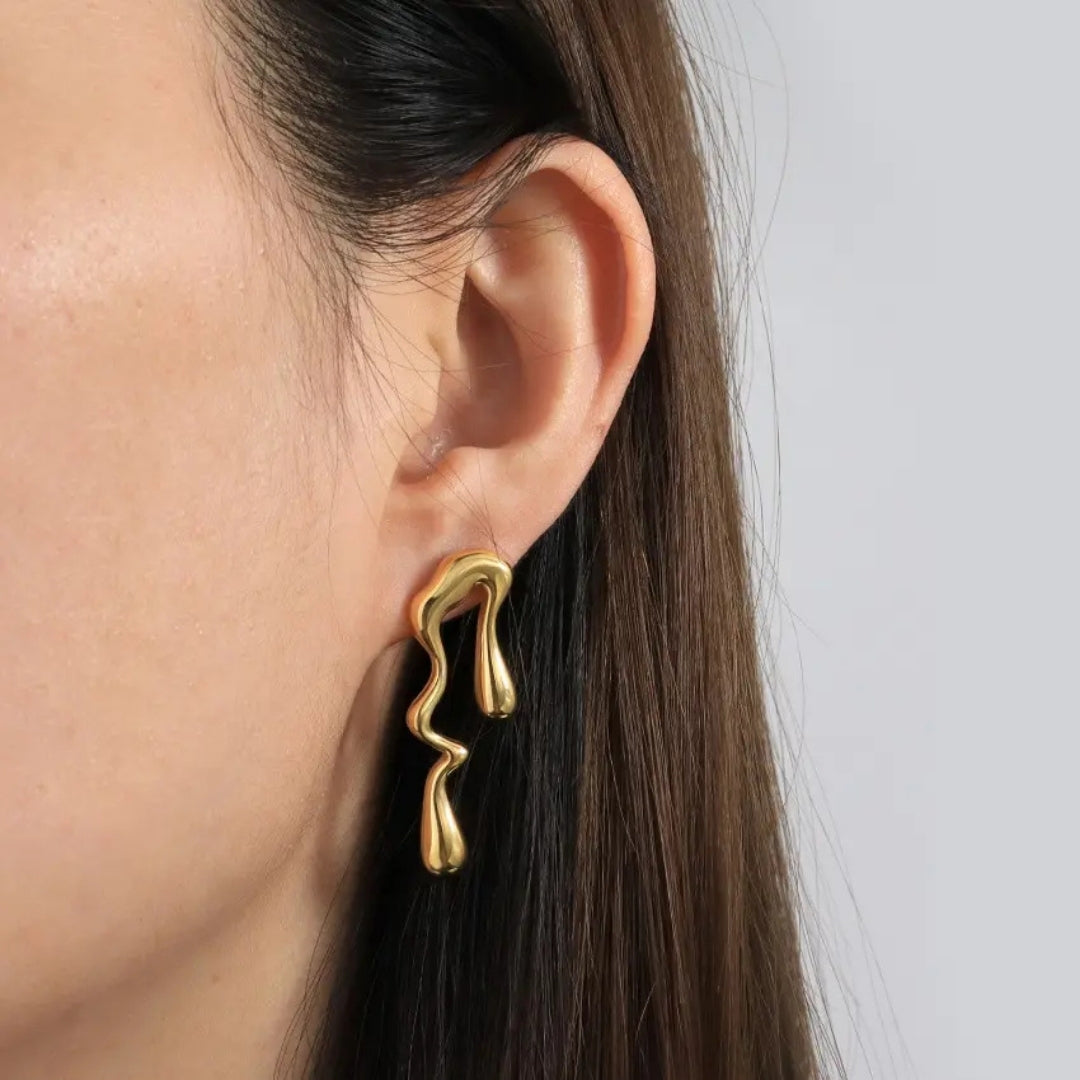 Anti Tarnish Gold Dripping Earrings