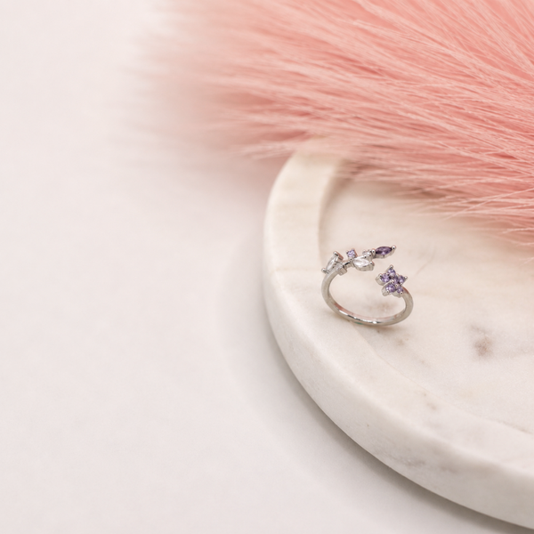 Purple Blossom Vine Adjustable Ring