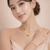 Gold Bow Necklace Bracelet Earrings Set