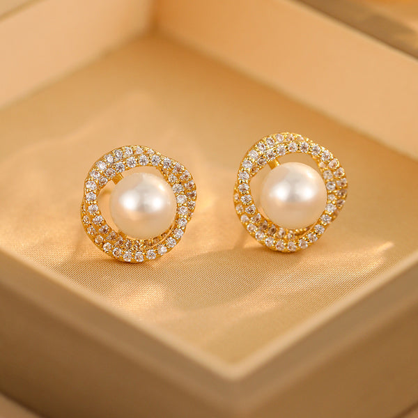 Pack Of 2 Rhinestone Pearl Earring