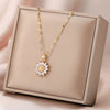 Gold Sunflower Flower Pendant Necklace