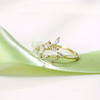 Gold White Flower With Leaf Ring