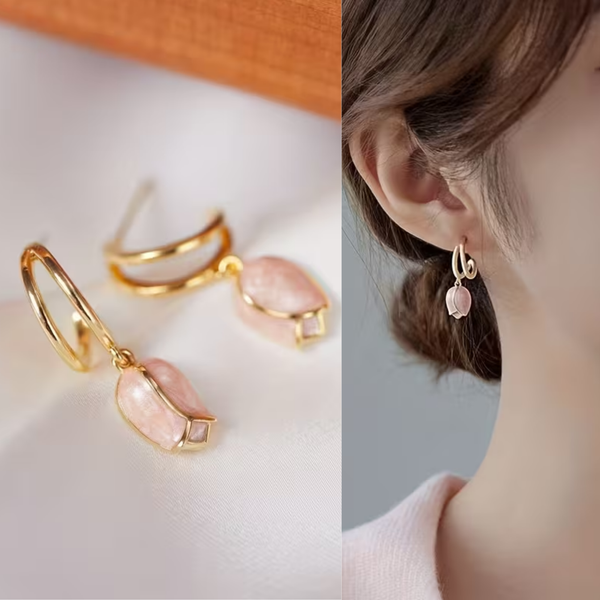 Soft Pink Tulip Earring
