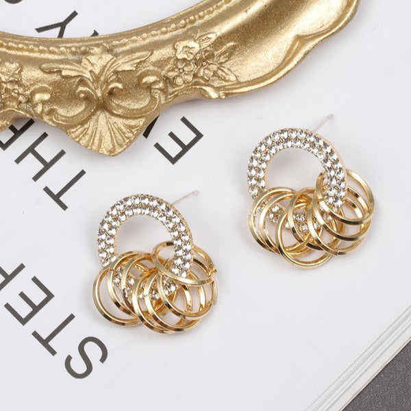 Rhinestone Circle Decor Earrings