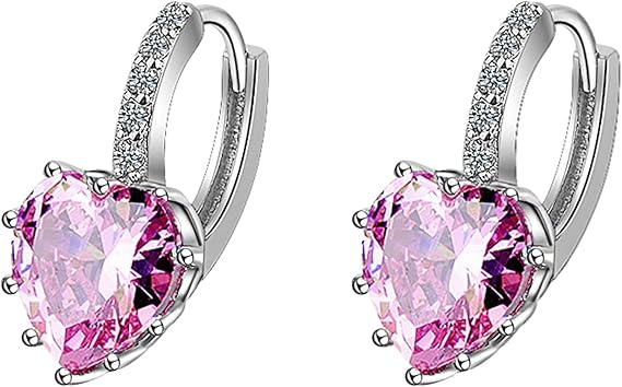 Pink Heart Shape Drop Earring
