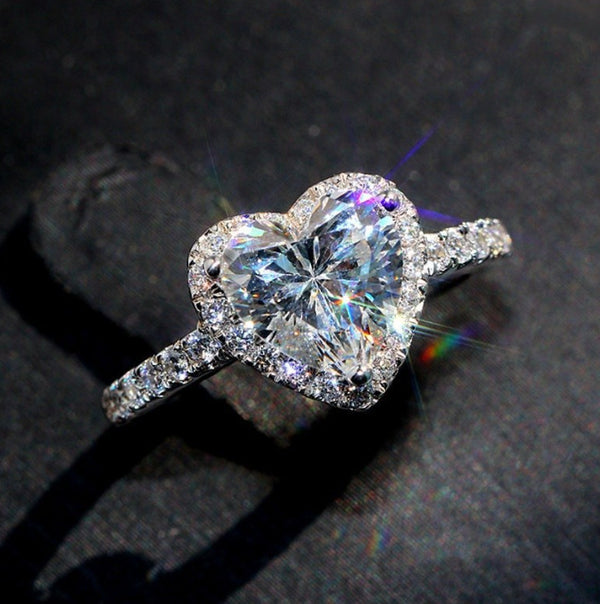 Silver Heart Spark Ring
