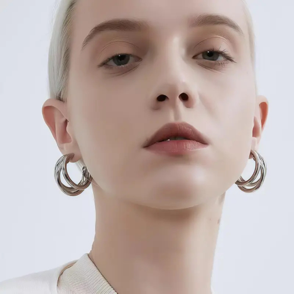 C-Shaped Silver Huggie Earring