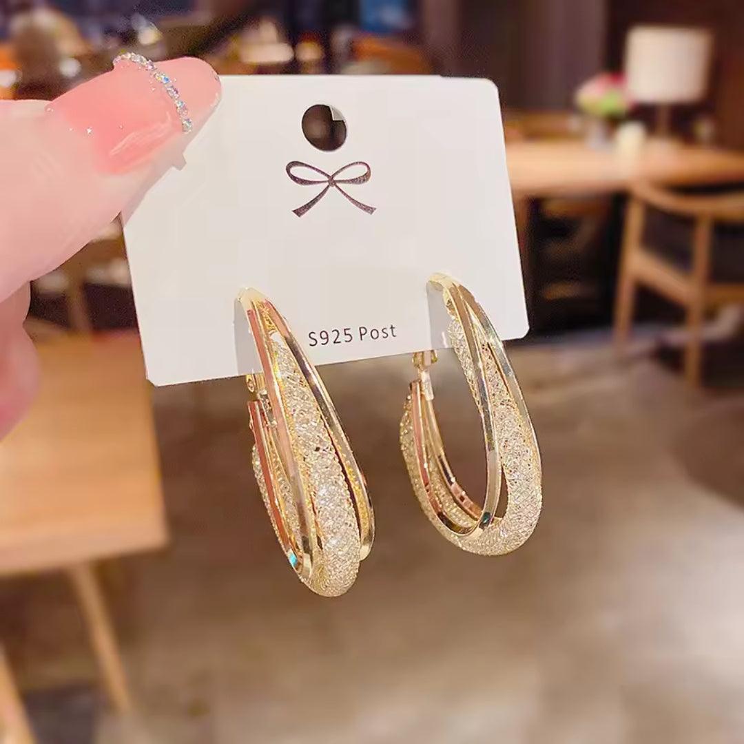 Elegant Gold Textured Hoop Earrings