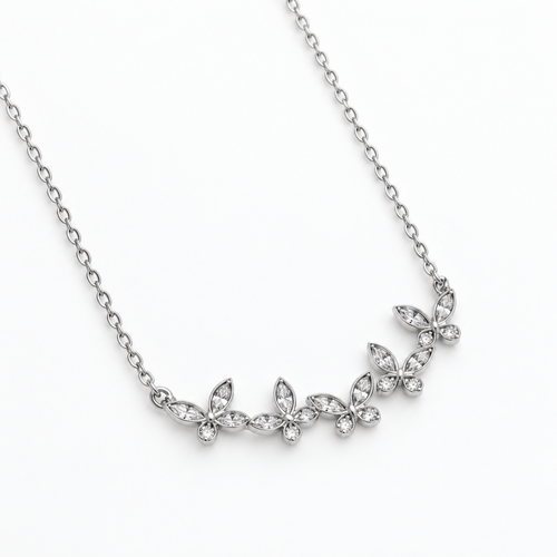 S925 Silver Sparkling Butterfly Charm Necklace