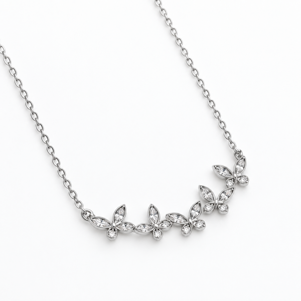 S925 Silver Sparkling Butterfly Charm Necklace