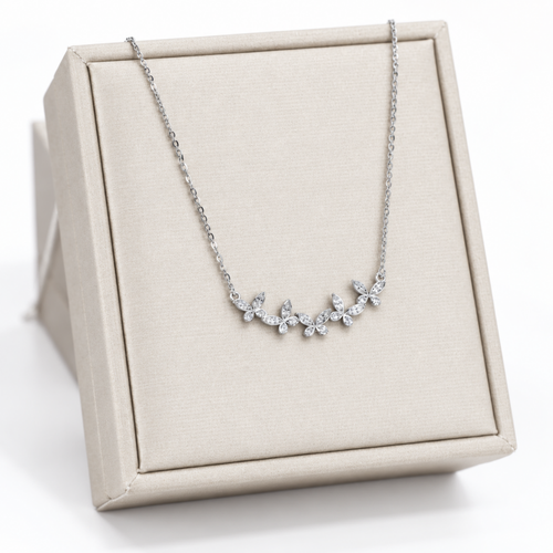 S925 Silver Sparkling Butterfly Charm Necklace Alternate