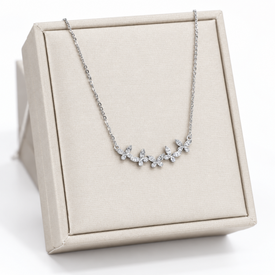 S925 Silver Sparkling Butterfly Charm Necklace