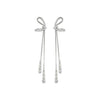 White bow long tassel earrings