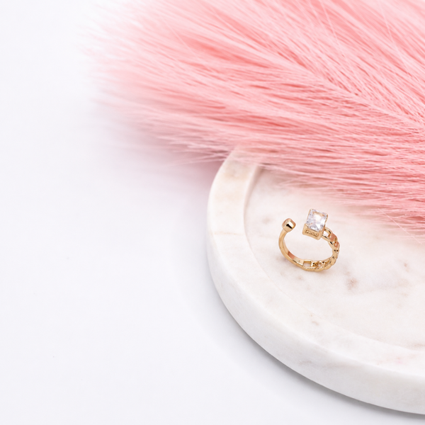 Crystal Square Chain Ring