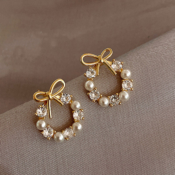 Pack Of 3 Stylish Crystal, Pearl & Spiral Earrings