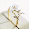 Gold White Flower With Leaf Ring