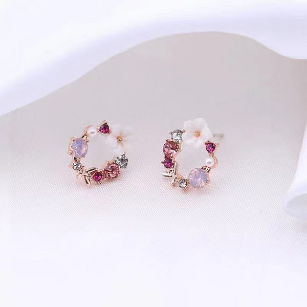 Combo Of 2 Purple Crystal Floral Earring
