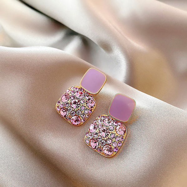 Pack Of 2 Purple Crystal Earring