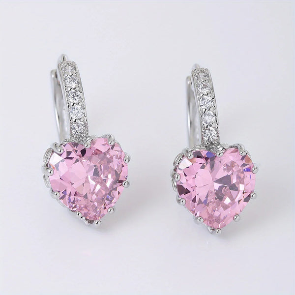 Pink Heart Drop Earrings