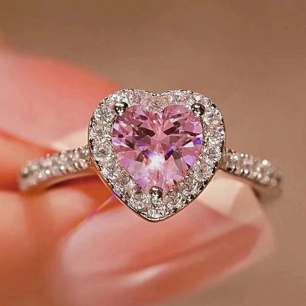 Love pink heart ring