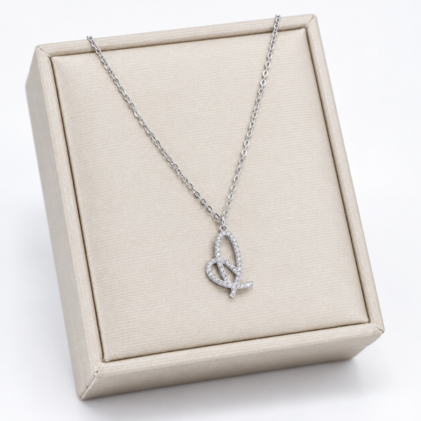 S925 Silver Sparkling Abstract Butterfly Pendant Necklace