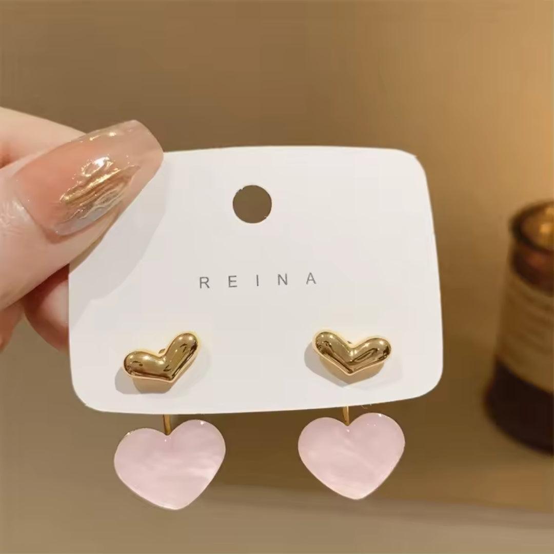 pink heart earrings