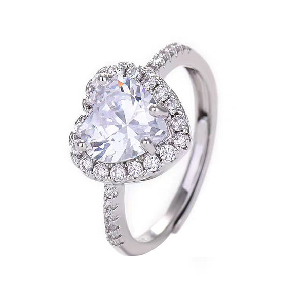 Silver Heart Spark Ring
