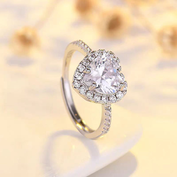 Silver Heart Spark Ring