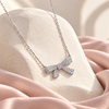 S925 Silver Sparkling Bow Pendant Necklace