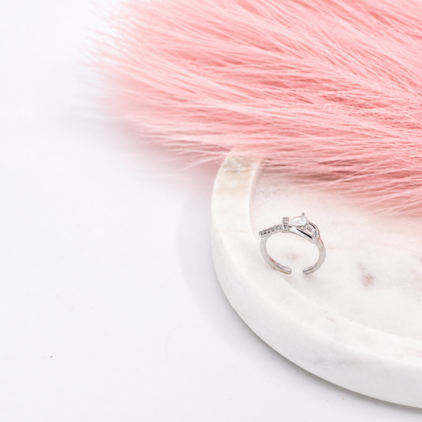 Silver Crystal Teardrop Wrap Ring