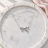 S925 Silver Sparkling Bow Pendant Necklace