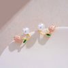 Pack Of 4 Stylish Pearl Flower Earrings