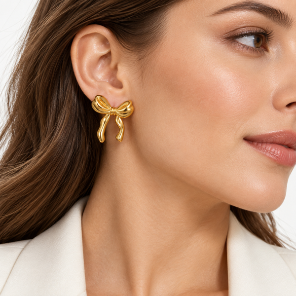 Gold-Tone Bow Stud Earrings for Women | BeautyNX