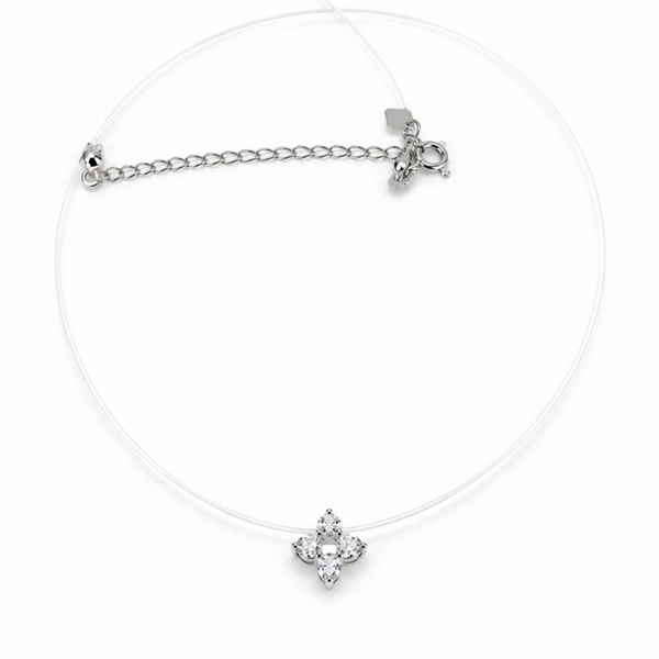 S925 Silver Invisible Crystal Clover Necklace