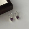 Purple Heart Shape Earrings