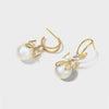 Gold Bow Pearl Drop Earrings