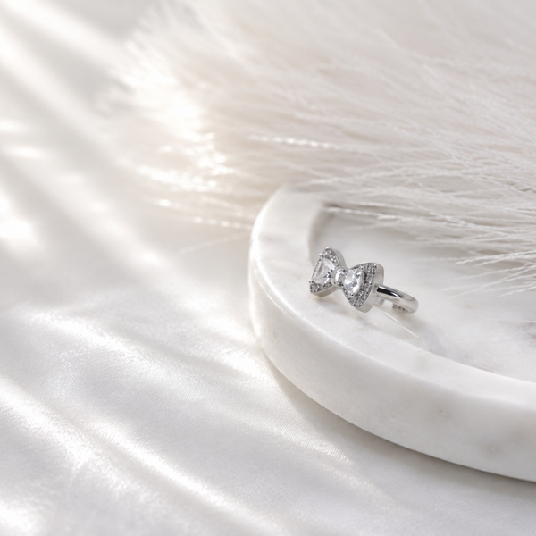 Crystal Bow Solitaire Ring