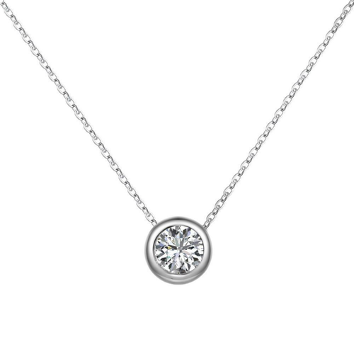 S925 Silver Classic Round Solitaire Pendant Necklace