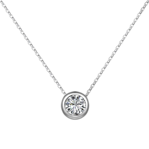 S925 Silver Classic Round Solitaire Pendant Necklace