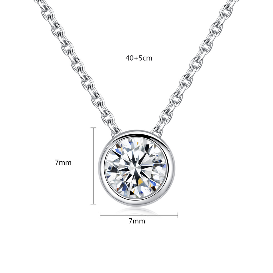 S925 Silver Classic Round Solitaire Pendant Necklace