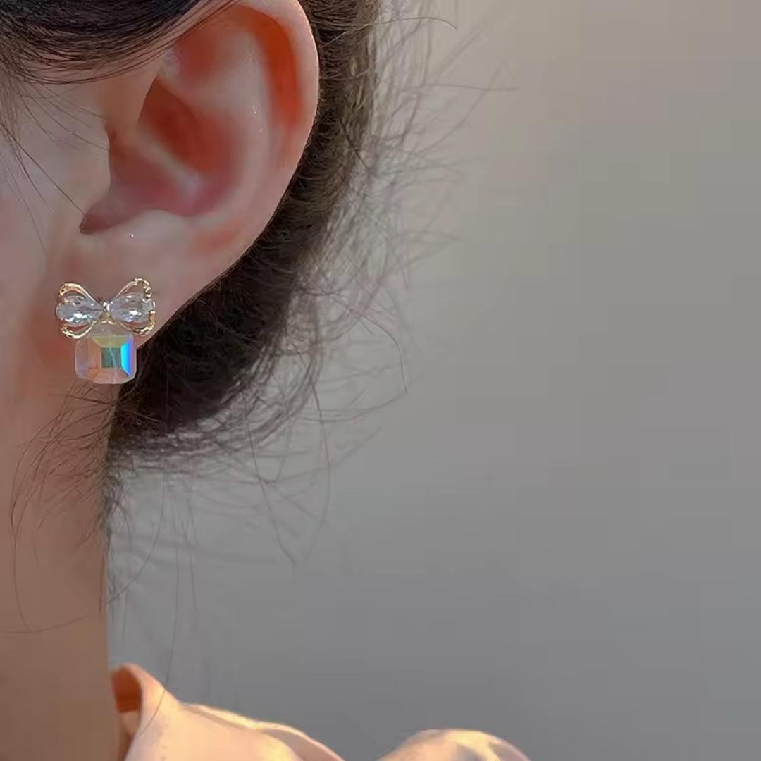 Crystal Bow Stud Earrings