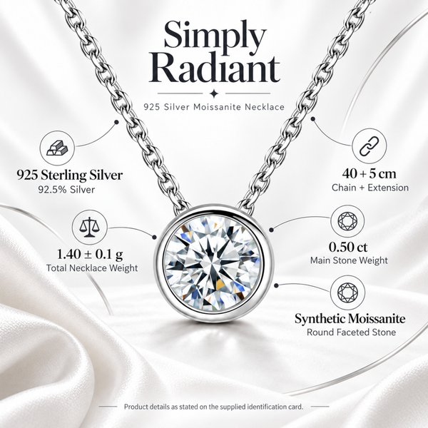 S925 Silver Classic Round Solitaire Pendant Necklace