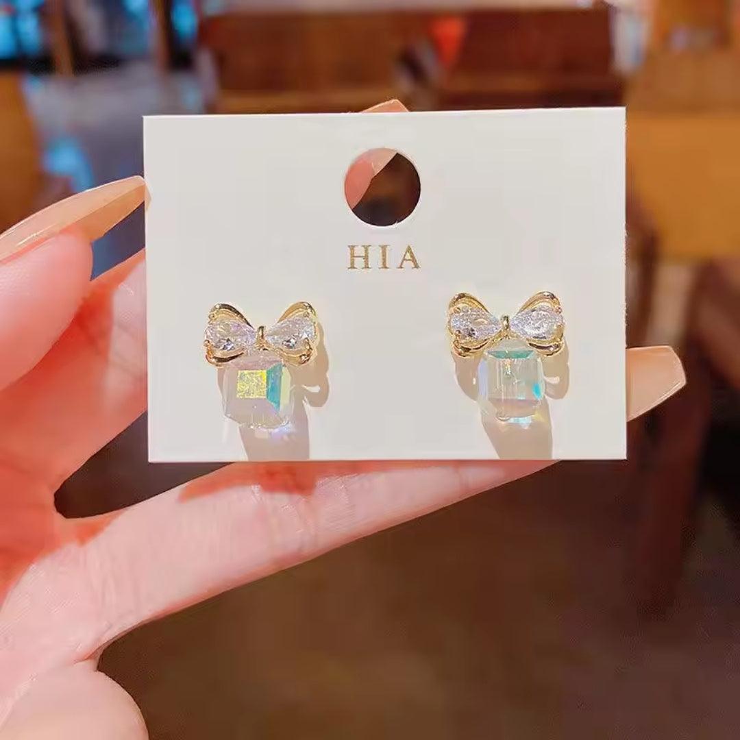 Crystal Bow Stud Earrings