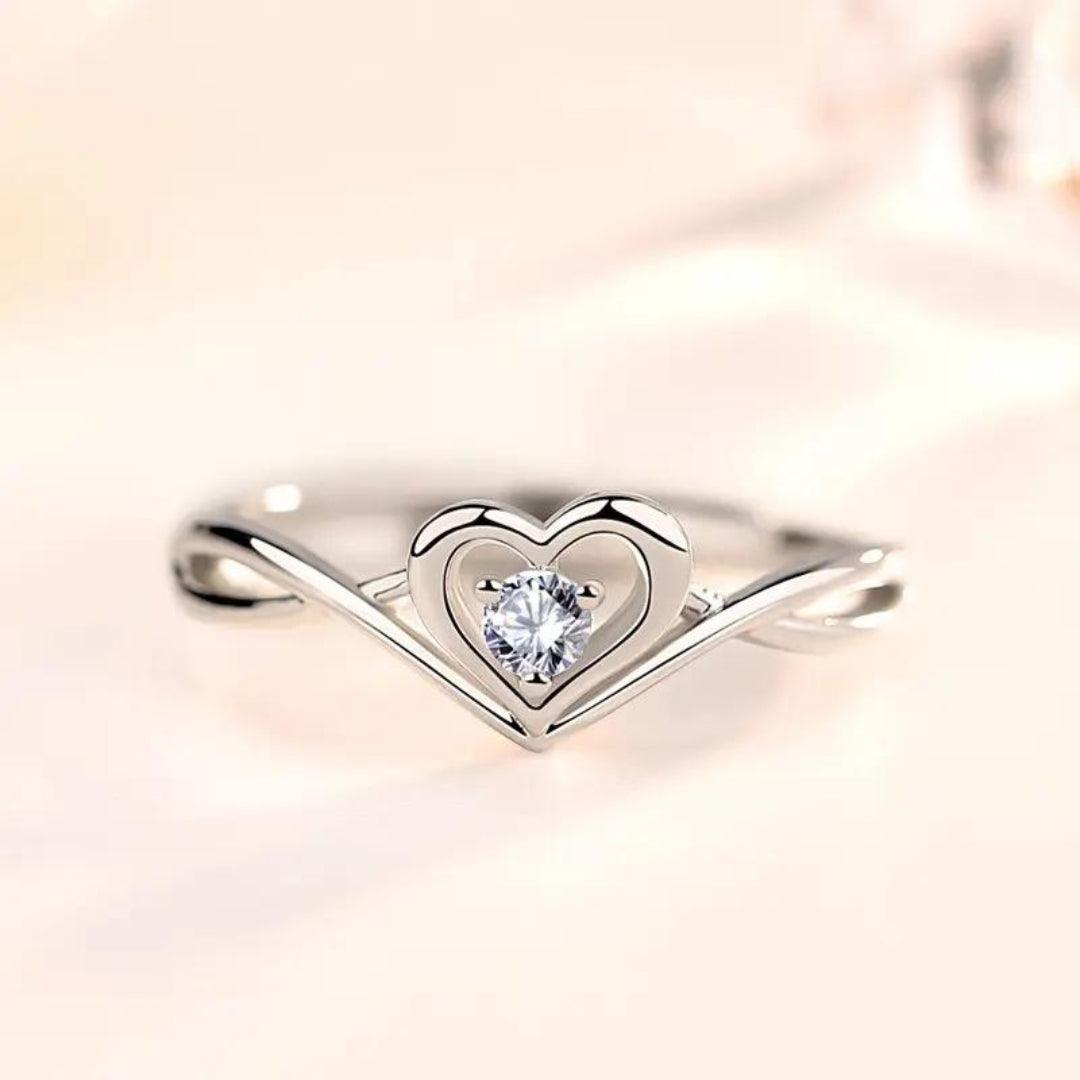 Heart-Design Ring with Gemstone