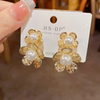 Golden Shine Flower Pearl Earring