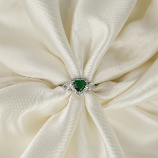 Green Heart American Diamond Ring