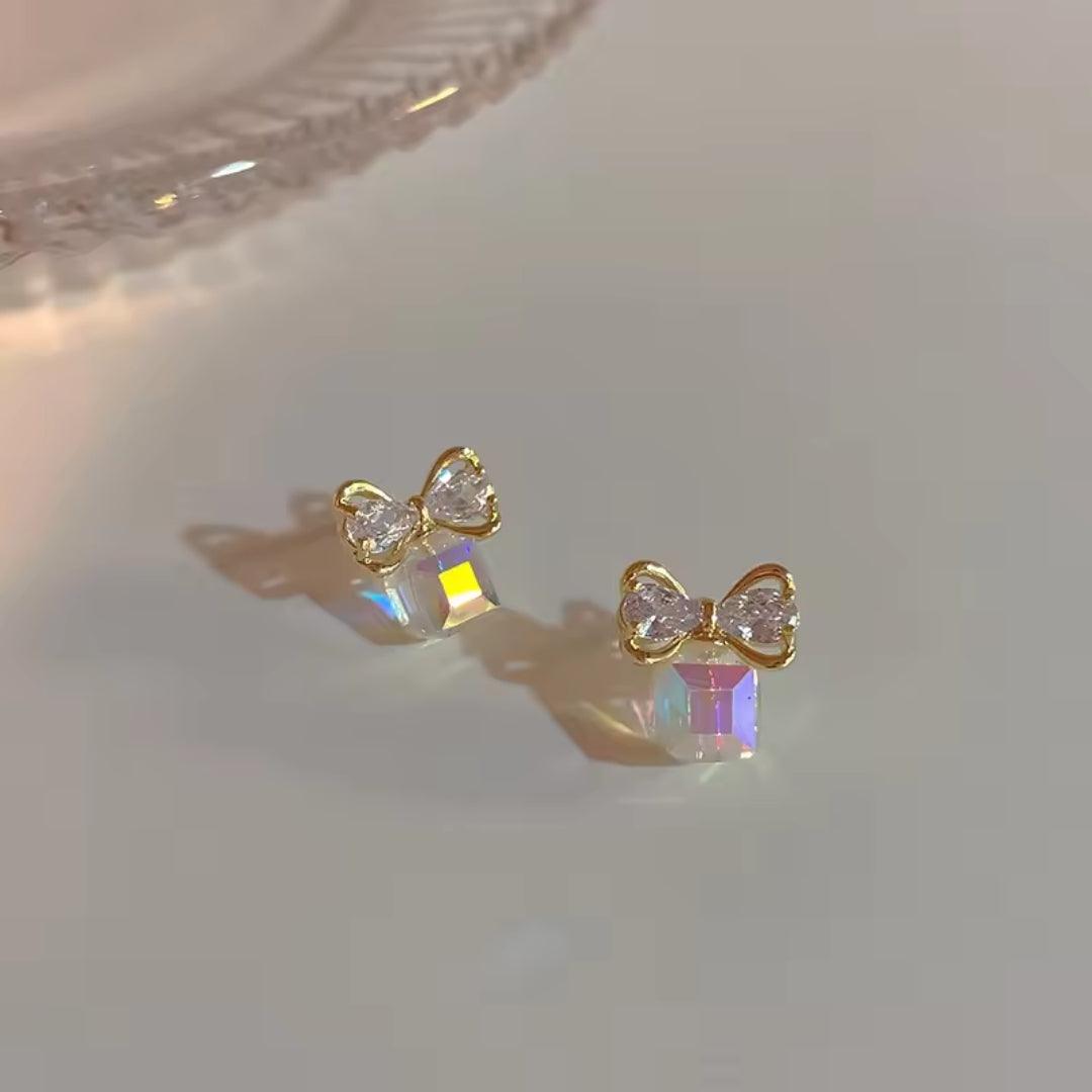 Crystal Bow Stud Earrings