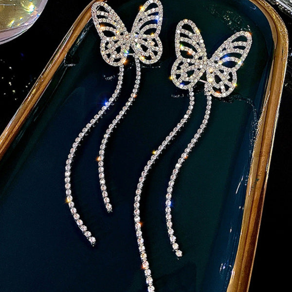 Rhinestone Butterfly Decor Earrings