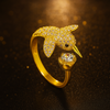 Gold Sparkling Bird Open Ring